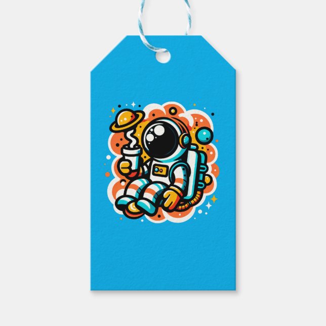 Astronaut's Space Coffee Moment Gift Tags (Front)