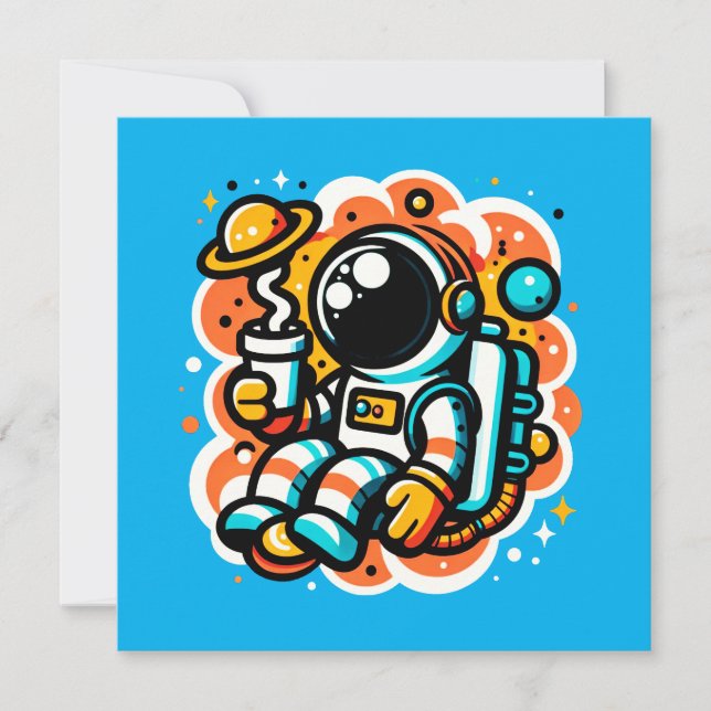 Astronaut's Space Coffee Moment Invitation (Front)