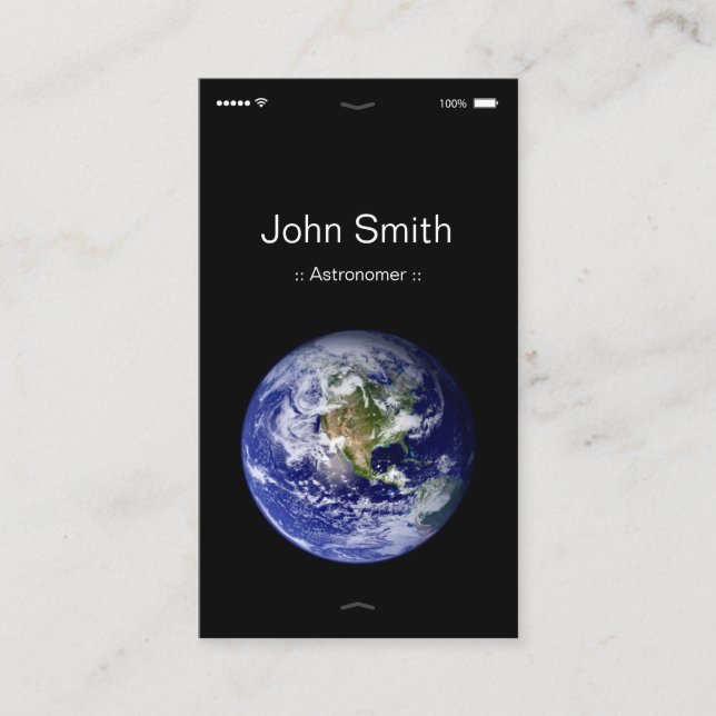 Astronomer - iPhone iOS Customisable Flat UI Style Business Card (Front)