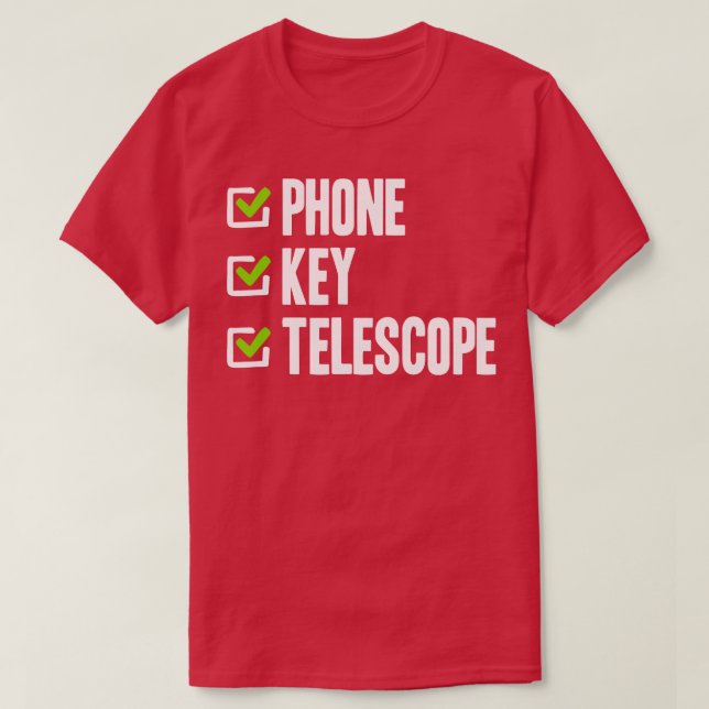 Astronomer Phone Key Telescope T-Shirt (Design Front)