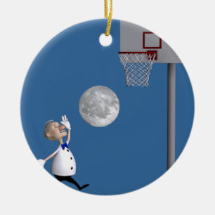 Astronomer Playing Basketball Ceramic Tree Decoration
