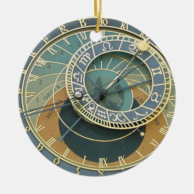 Astronomical Clock Ceramic Tree Decoration (Front)