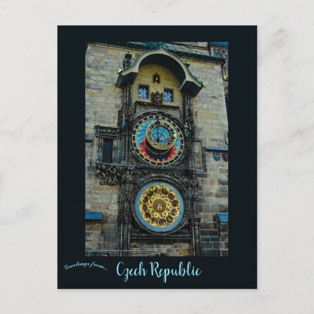 Astronomical Clock in Prague Czech Republic Postcard (Front)