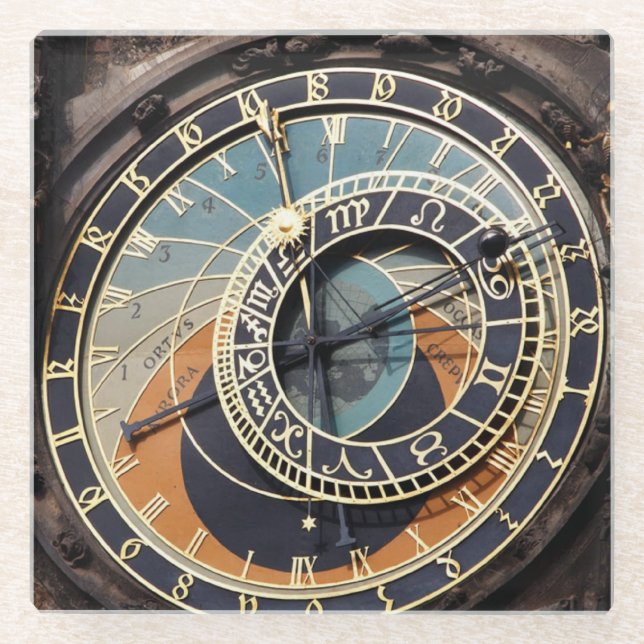 Astronomical Clock In Praque Glass Coaster (Front)