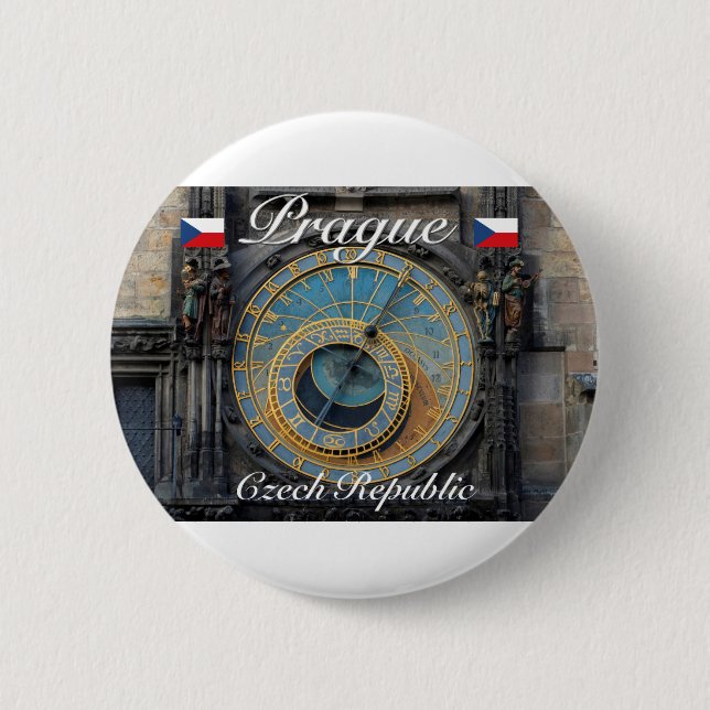 Astronomical clock Prague Orlog Czech Republic 6 Cm Round Badge (Front)