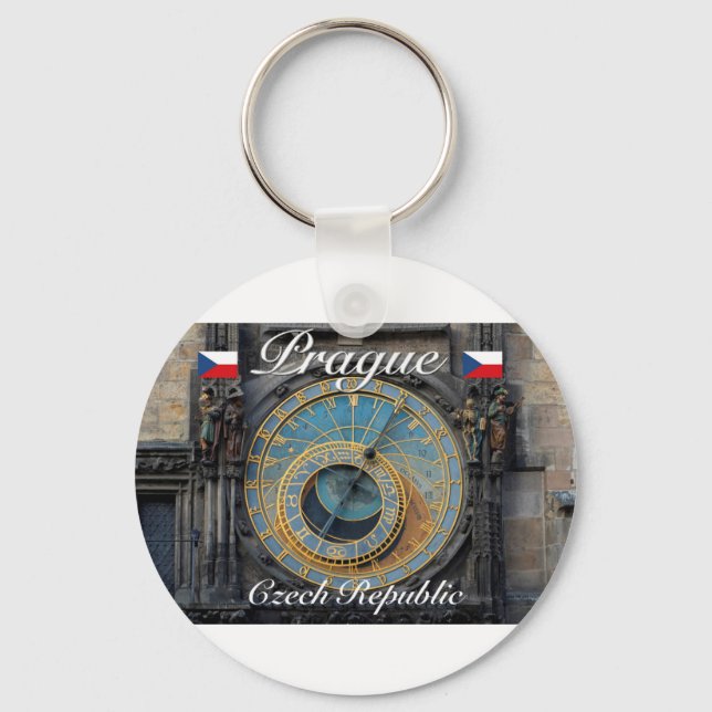 Astronomical clock Prague Orlog Czech Republic Key Ring (Front)