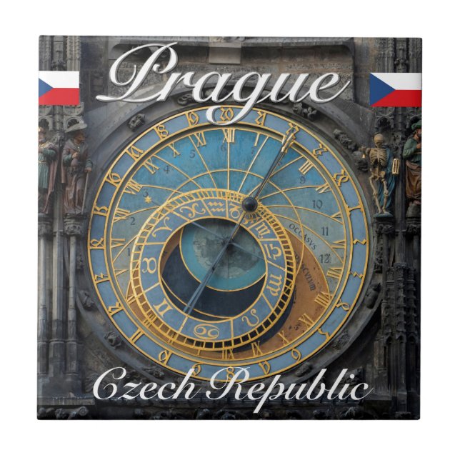 Astronomical clock Prague Orlog Czech Republic Tile (Front)