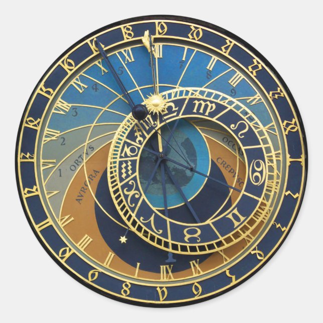 Astronomical Clock-Prague Orloj Classic Round Sticker (Front)