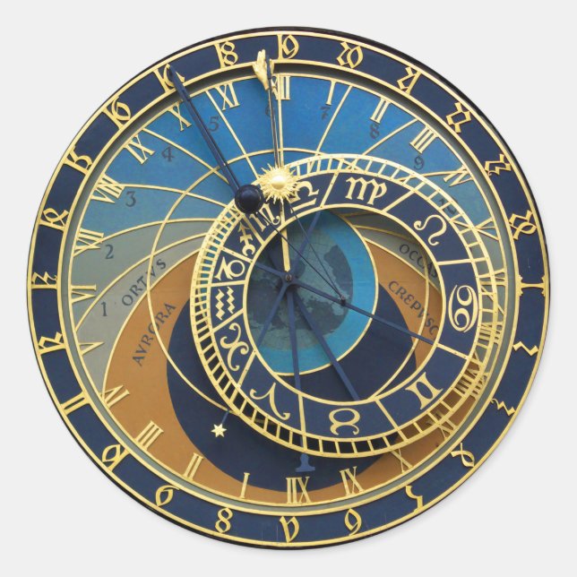 Astronomical Clock-Prague Orloj Classic Round Sticker (Front)