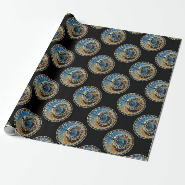 Astronomical Clock-Prague Orloj Wrapping Paper (Unrolled)