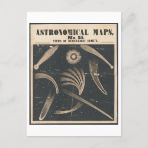 Astronomical Map View of Remarkable Comets Space Postcard