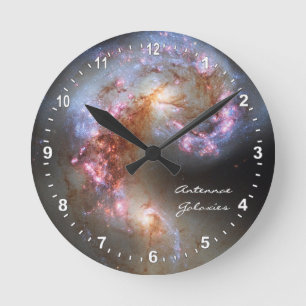 Astronomy & Antennae Galaxies Clock, Hubble Round Clock