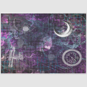 Astronomy Blue Sky Moon Abstract Ephemera Tissue Paper