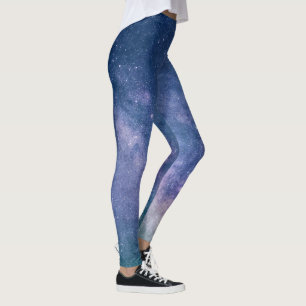 Astronomy comos blue purple violet sky stars leggings