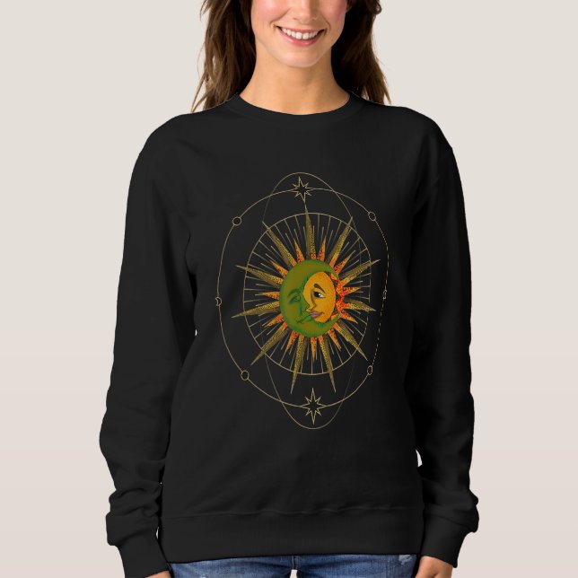 Astronomy Crescent Moon Sun Celestial Body Boho As Sweatshirt (Front)