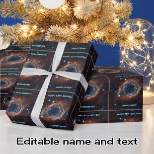 Astronomy helix nebula custom name and text wrapping paper