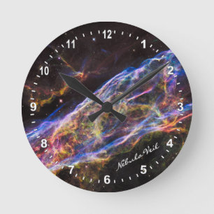 Astronomy & Nebula Veil Clock, Hubble / Galaxy Round Clock