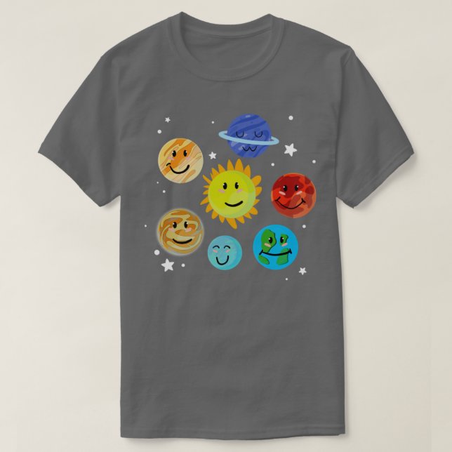 Astronomy Scientist Universe Solar System Cute Pla T-Shirt (Design Front)