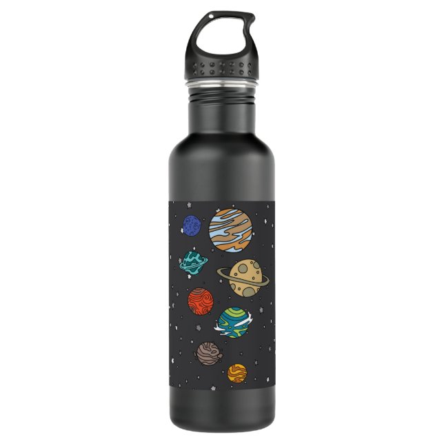 Astronomy Solar System Planets Universe 710 Ml Water Bottle (Front)