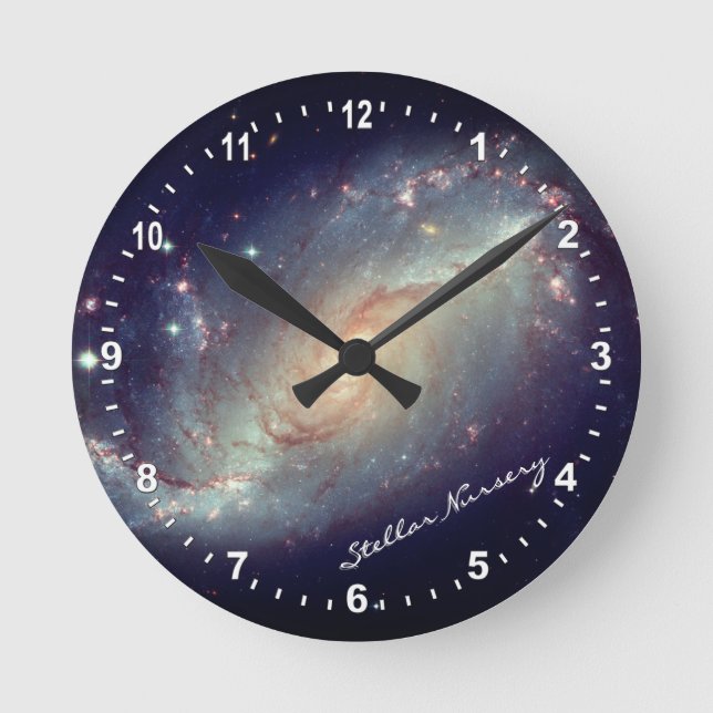 Astronomy & Stellar Nursery Clock, Hubble / Galaxy Round Clock (Front)