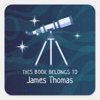 Astronomy Telescope Book Label