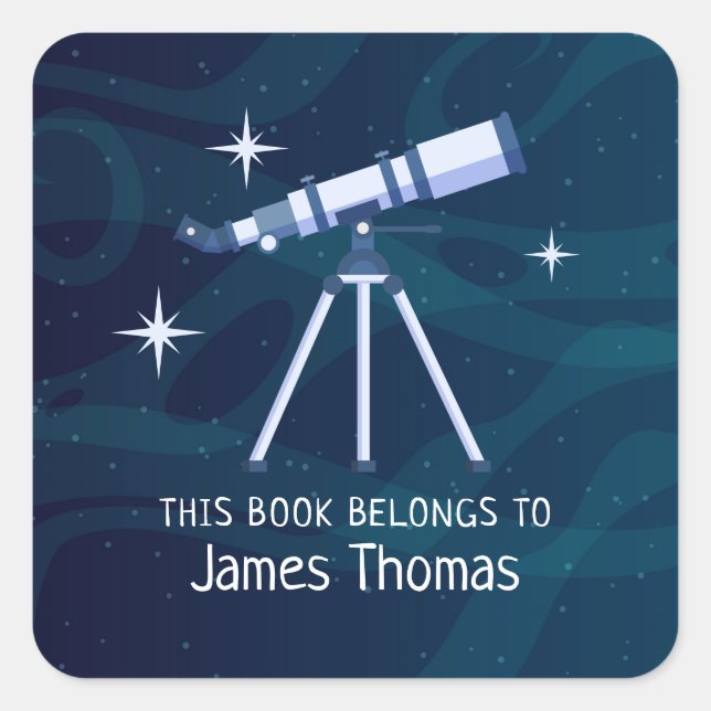 Astronomy Telescope Book Label (Front)