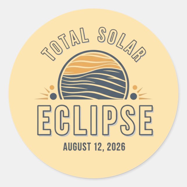Astronomy Total Solar Eclipse 2026 Totality August Classic Round Sticker (Front)