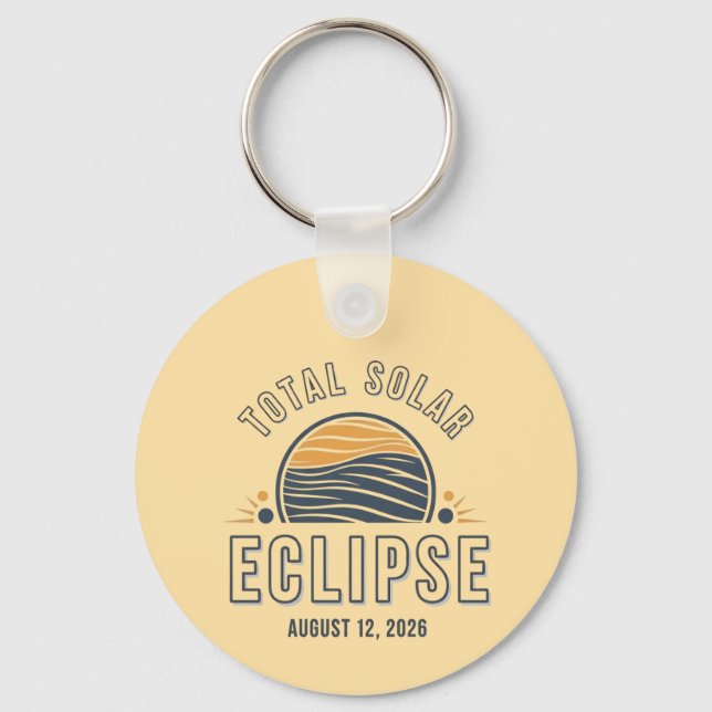 Astronomy Total Solar Eclipse 2026 Totality August Key Ring (Front)