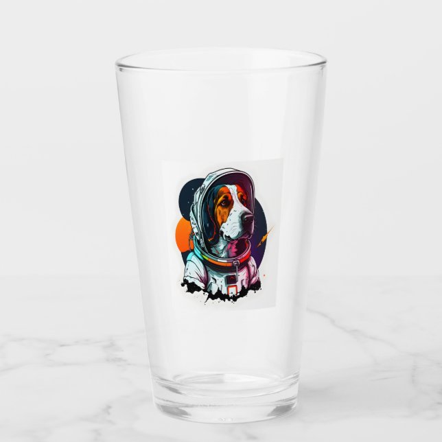 Astronout Dog Mascot  Glass (Front)