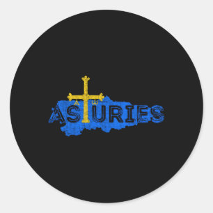 Asturian Map And Flag Distressed Asturias Spain Classic Round Sticker