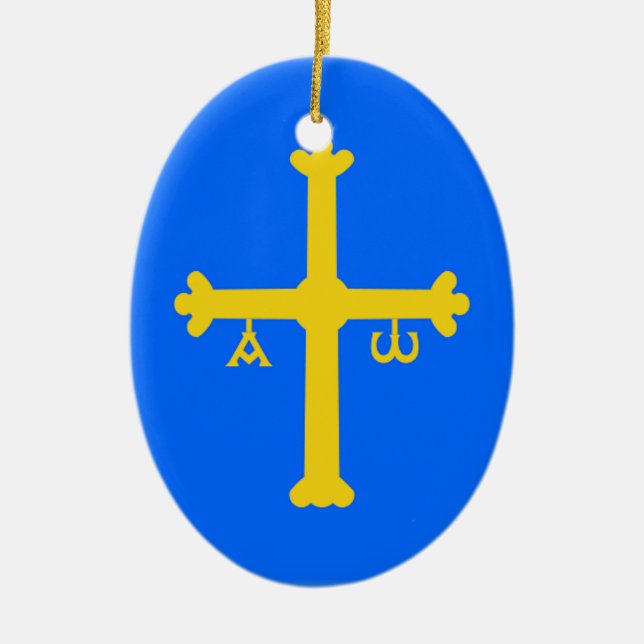 Asturias Flag (Spain) Ceramic Tree Decoration (Front)