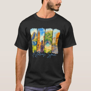 Asturias Spain Travelling Trip Brushstroke Souveni T-Shirt