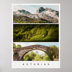 Asturias views and landscapes Travel photo Collage Poster