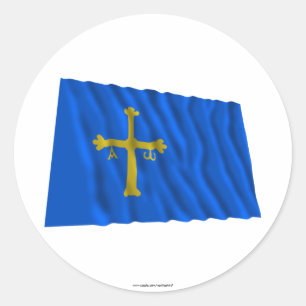Asturias waving flag classic round sticker