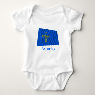 Asturias waving flag with name baby bodysuit