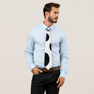 Asymetric polka dots, large circles black & white tie
