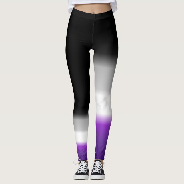 Asymmetric ace asexual pride flag leggings (Front)