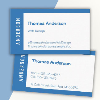 Asymmetric Blue and White Minimalist  Business Card