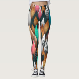 Asymmetric colourful trees leggings