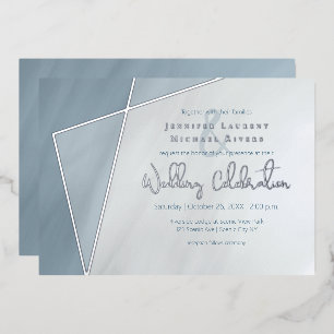 asymmetric frame dusty blue wedding with silver