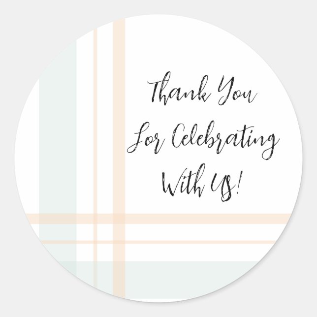 Asymmetric Plaid Pastel Green and Yellow Lines Classic Round Sticker (Front)