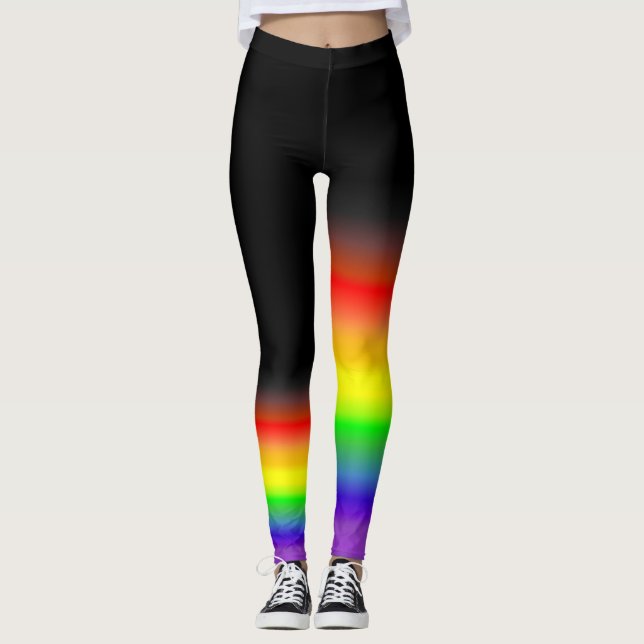 Asymmetric rainbow brown black gay pride flag leggings (Front)