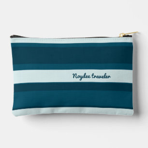 Asymmetric Stripes Horizontal Lines Sea Blue White Accessory Pouch