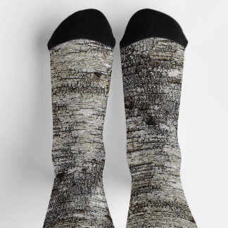 Asymmetrical Birch Bark Graphic Nature Pattern Socks