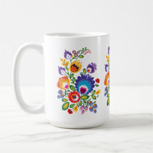 Asymmetrical polish Folk Wycinanki Coffee Mug