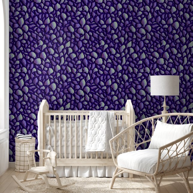 Asymmetrical Purple Sea Shells Wallpaper (Kids)