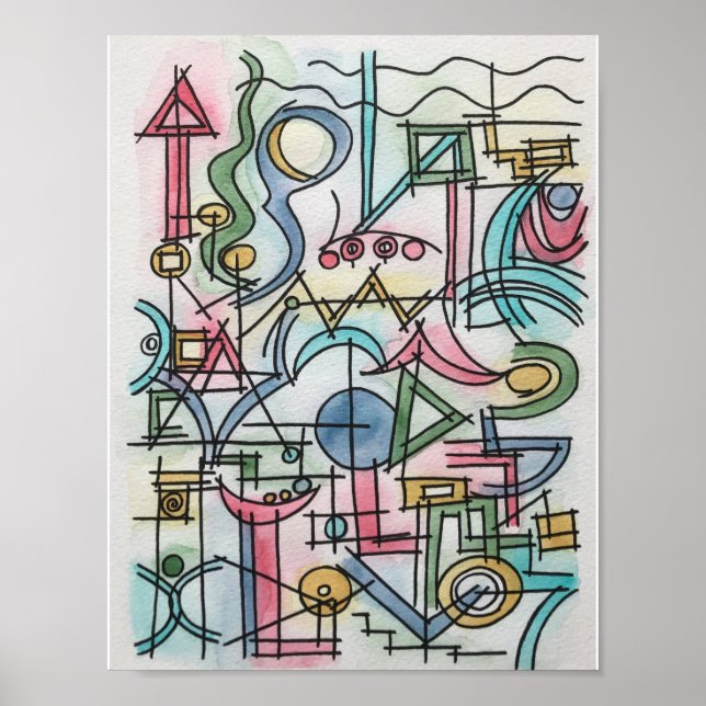 Asymmetry-Modern Bauhaus Geometric Art Poster (Front)