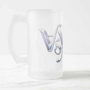 asyrum liquid text frosted glass beer mug