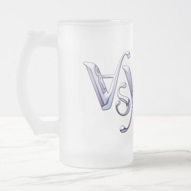 asyrum liquid text frosted glass beer mug (Left)
