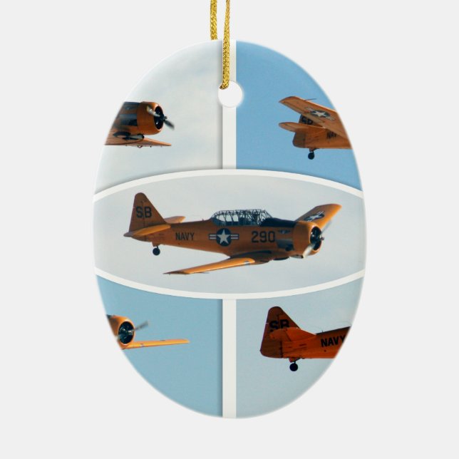 AT-6 Texan WWII  War Plane Ceramic Tree Decoration (Back)